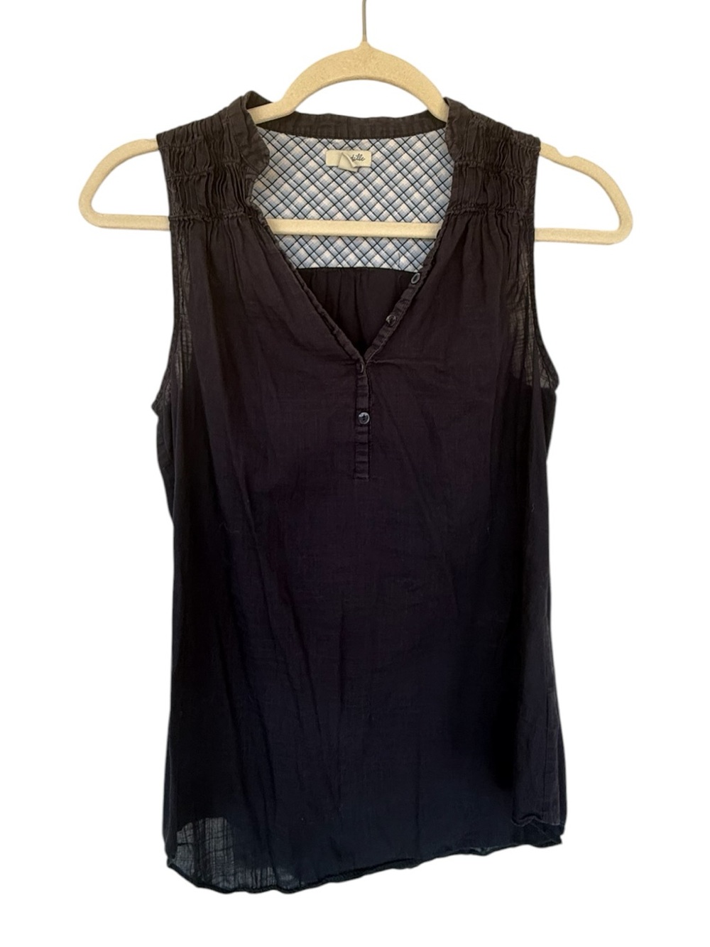 Odille Navy Sleeveless V-Neck top